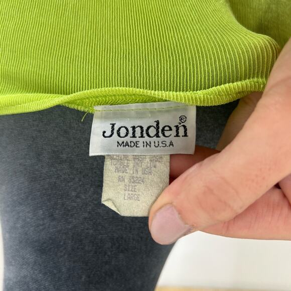 Large- stretchy - short sleeve- body suit - retro made in USA- green lime retro - Picture 7 of 8